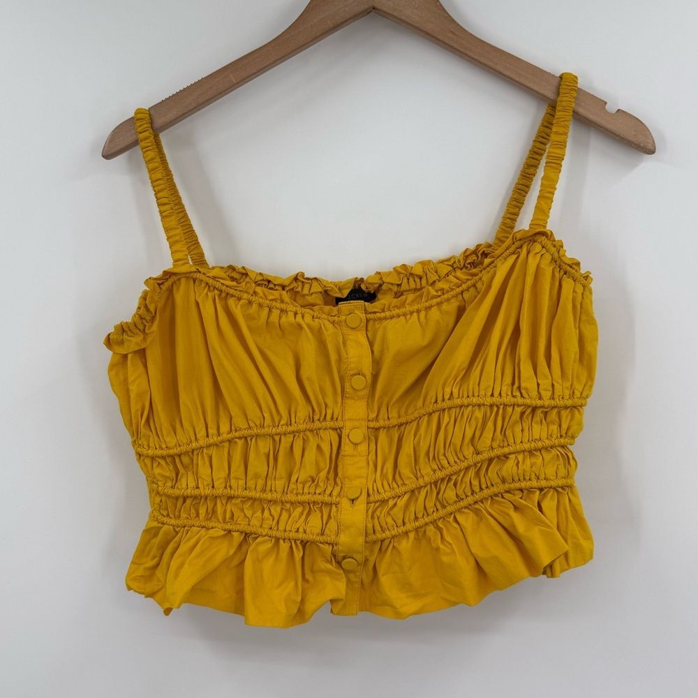 J. Crew Cinched-Waist Cotton Poplin Tank Top in Marigold | Size Small
